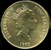 1990 New Zealand One Dollar Coin (obverse)